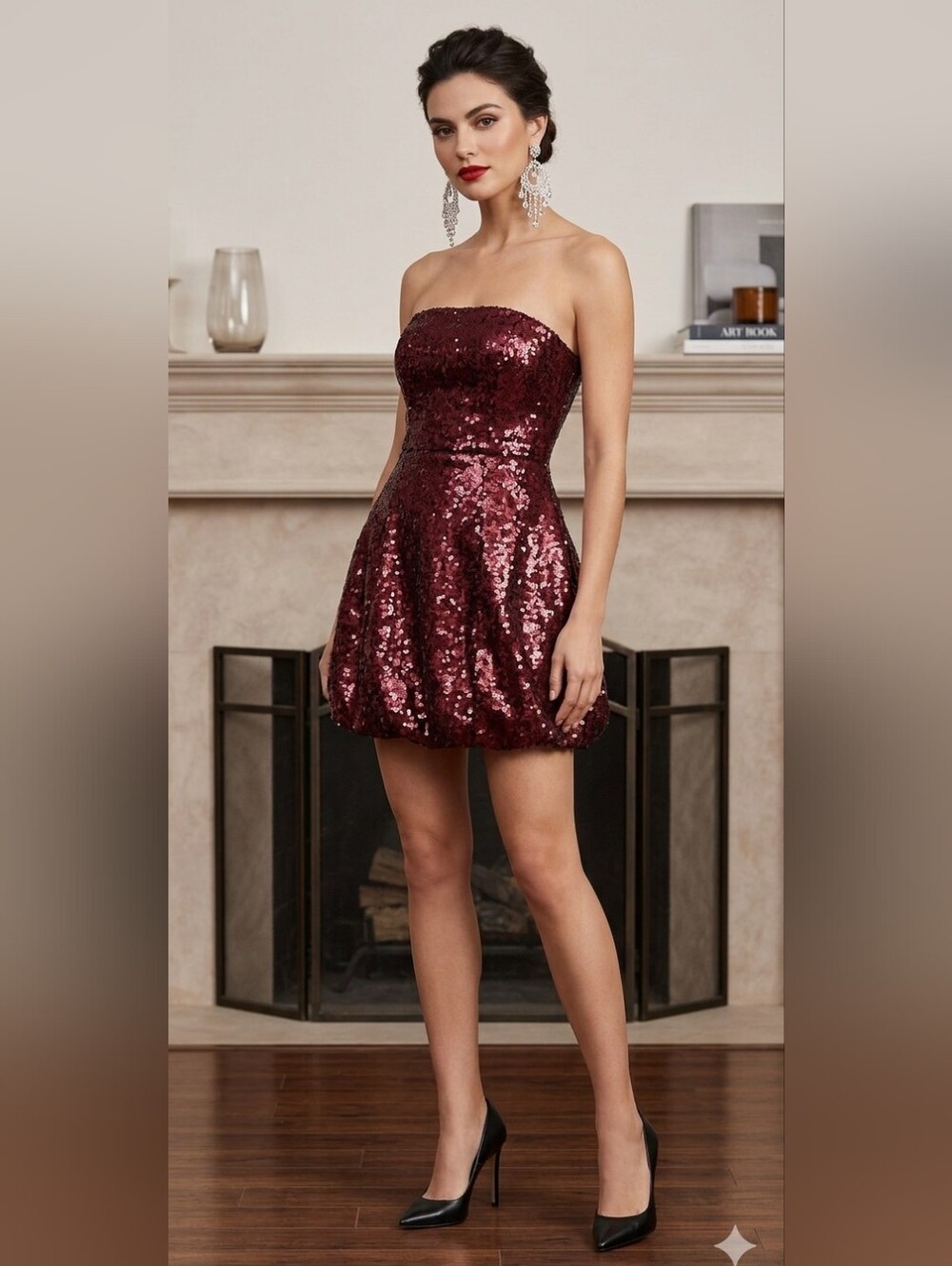 Do + Be Red Sequin Strapless Mini Dress – Size Medium | NWT